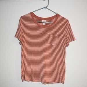 Striped Coral Pocket Tee